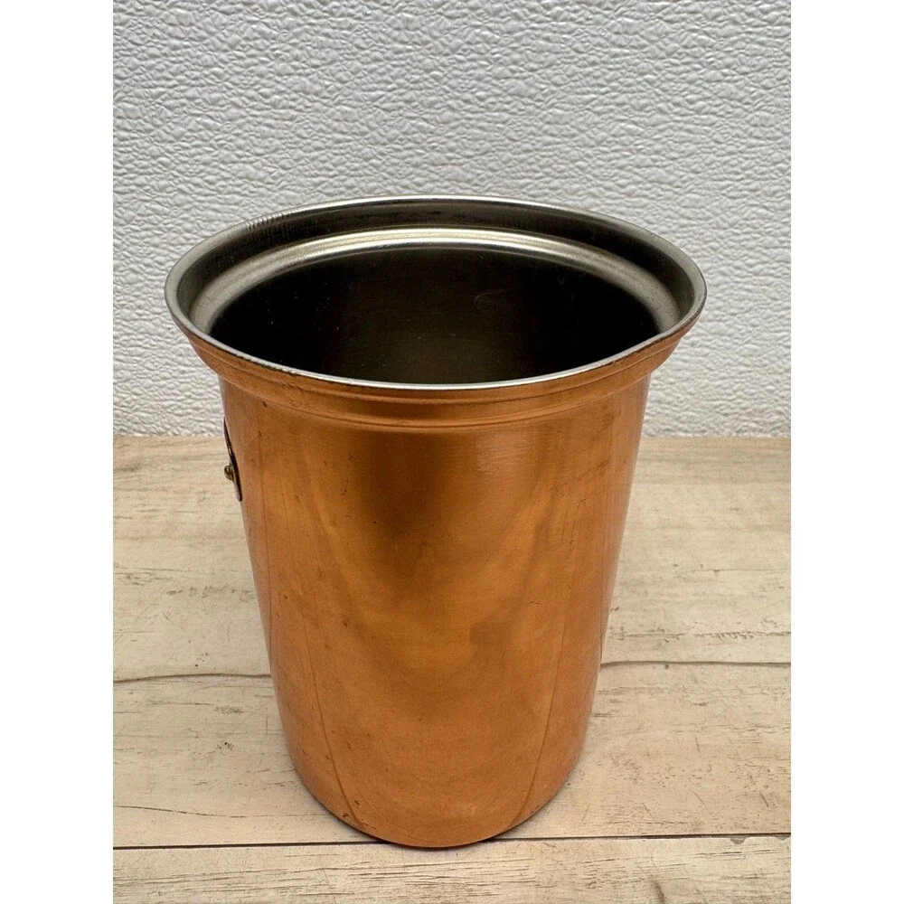 Vtg Copper Gourmet Canister With Brass Tag Made In Taiwan